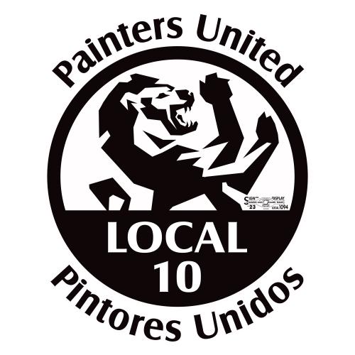 Painters United Local 10 Pintores Unidos logo, with a lion in a fighting stance.