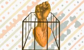 An image of a heart raising a fist out of a cage (with the information included in text here).